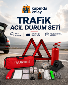 Araç Trafik Seti İlk Yardım Seti Tuvtürk Muayene Uyumlu 1 kg Yangın Tüpü Çantalı Trafik Set